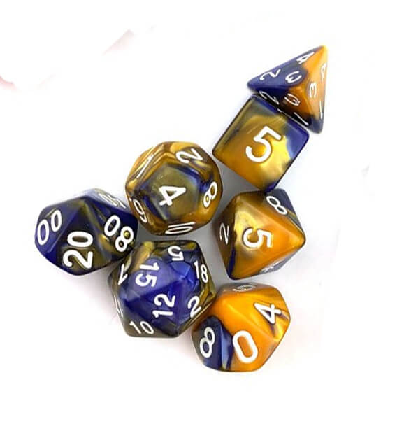 Blue Gold Polyhedral Dice Set