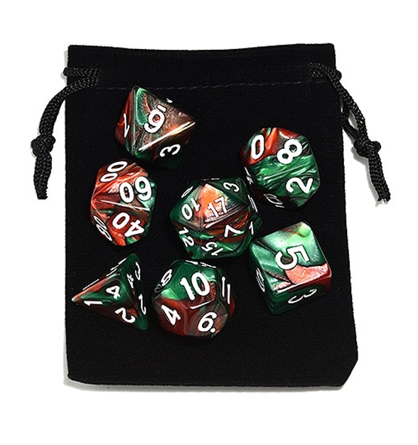 Green Brown Polyhedral Marble Dice Set