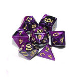 Purple Black Polyhedral Marble Dice Set