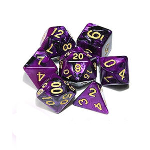 Purple Black Polyhedral Marble Dice Set
