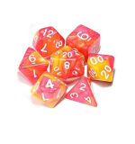 Red Yellow Polyhedral Marble Dice Set