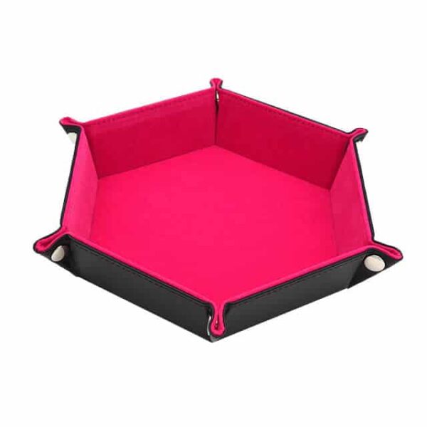 Dice Tray - Folding Hex Tray w/ Pink Velvet
