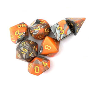 Orange and Silver Polyhedral Dice Set