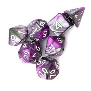 Purple and Silver Polyhedral Dice Set