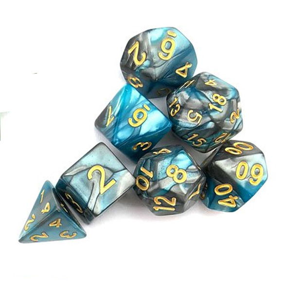 Turquoise Silver Polyhedral Dice Set