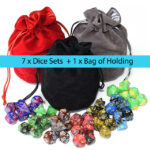 7 x Dice Set Marble Bundle + Satin-Lined Velvet Bag