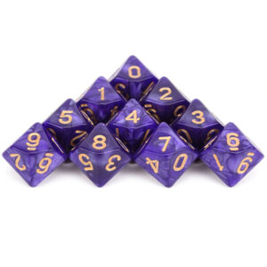 D10 x 10 Purple w/ Gold Dice