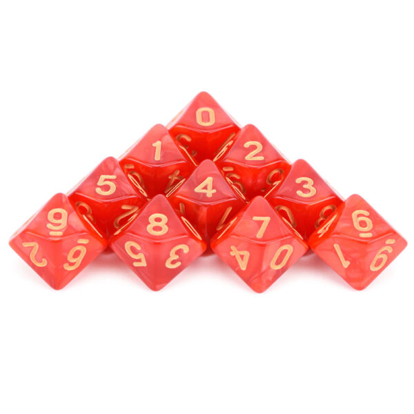 D10 x 10 Red / Gold Dice