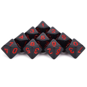 D10 x 10 Raven Red Dice