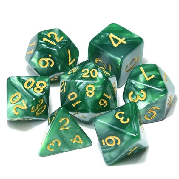 DnD Dice Green /w Gold