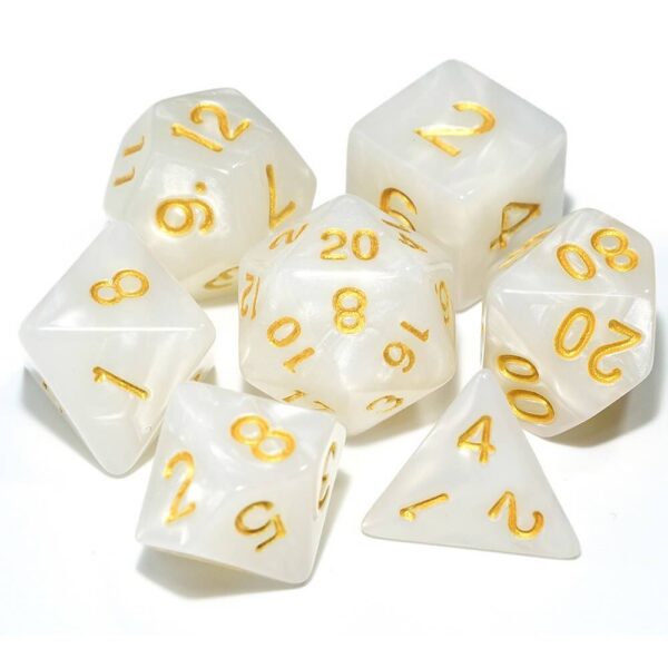 DnD Dice White /w Gold