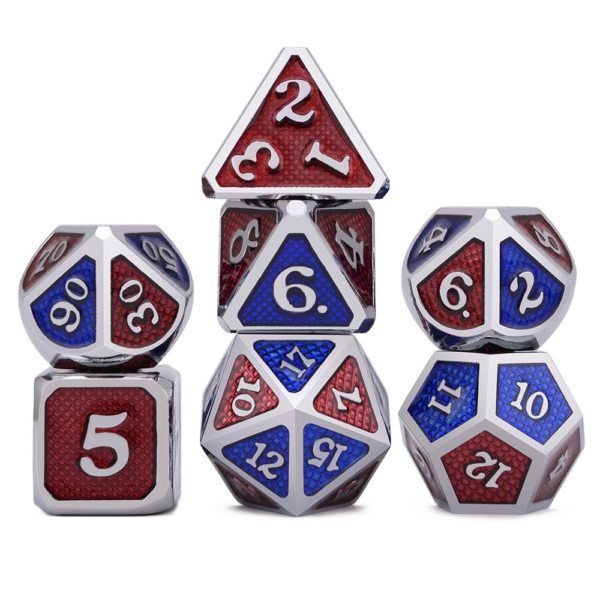 Metal Dice - Dragon Hide - Red / Blue Two Tone