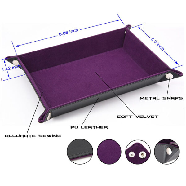 Dice Tray - Rectangle Tray w/ Purple Velvet